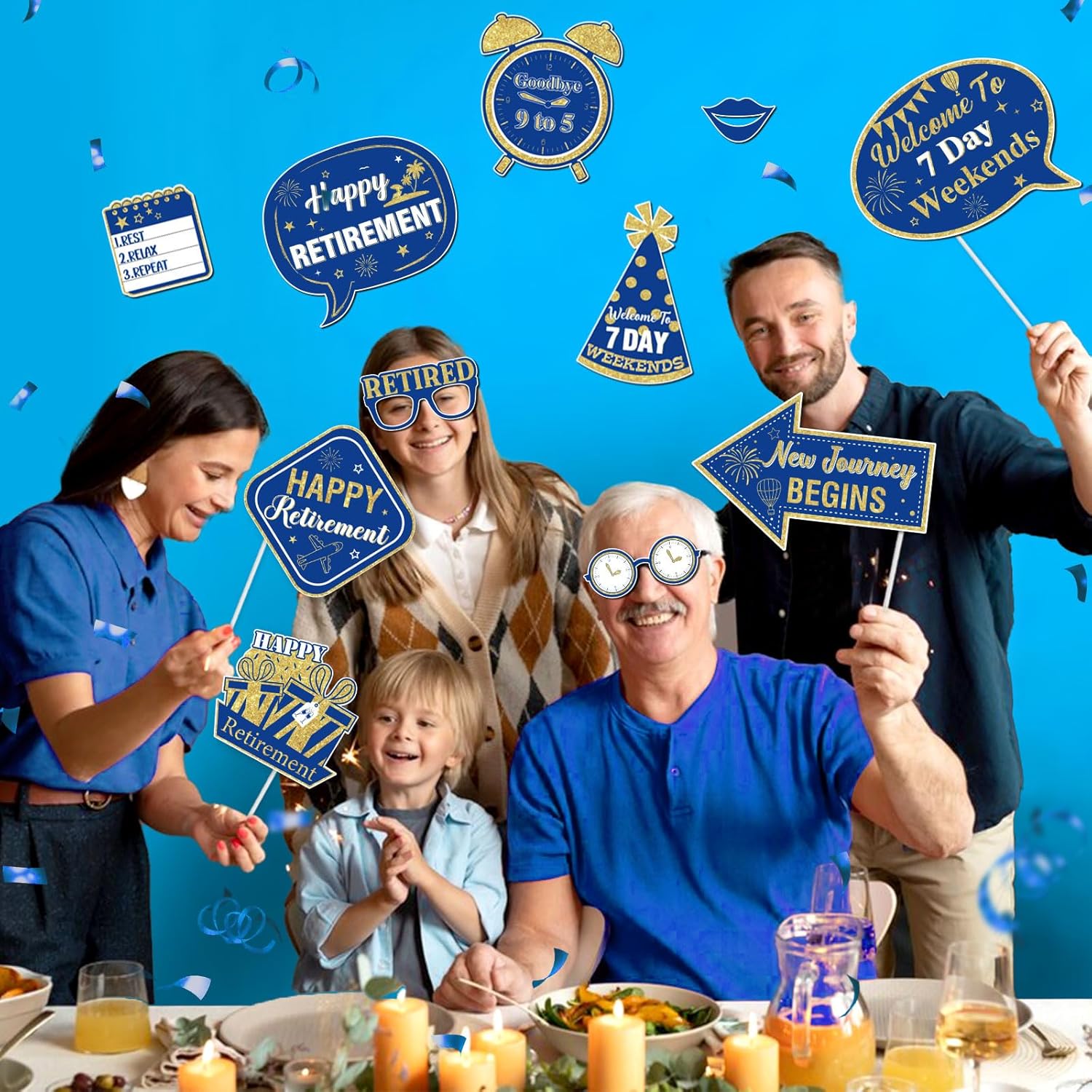 Cheereveal Retirement Photo Booth Props with Wooden Sticks