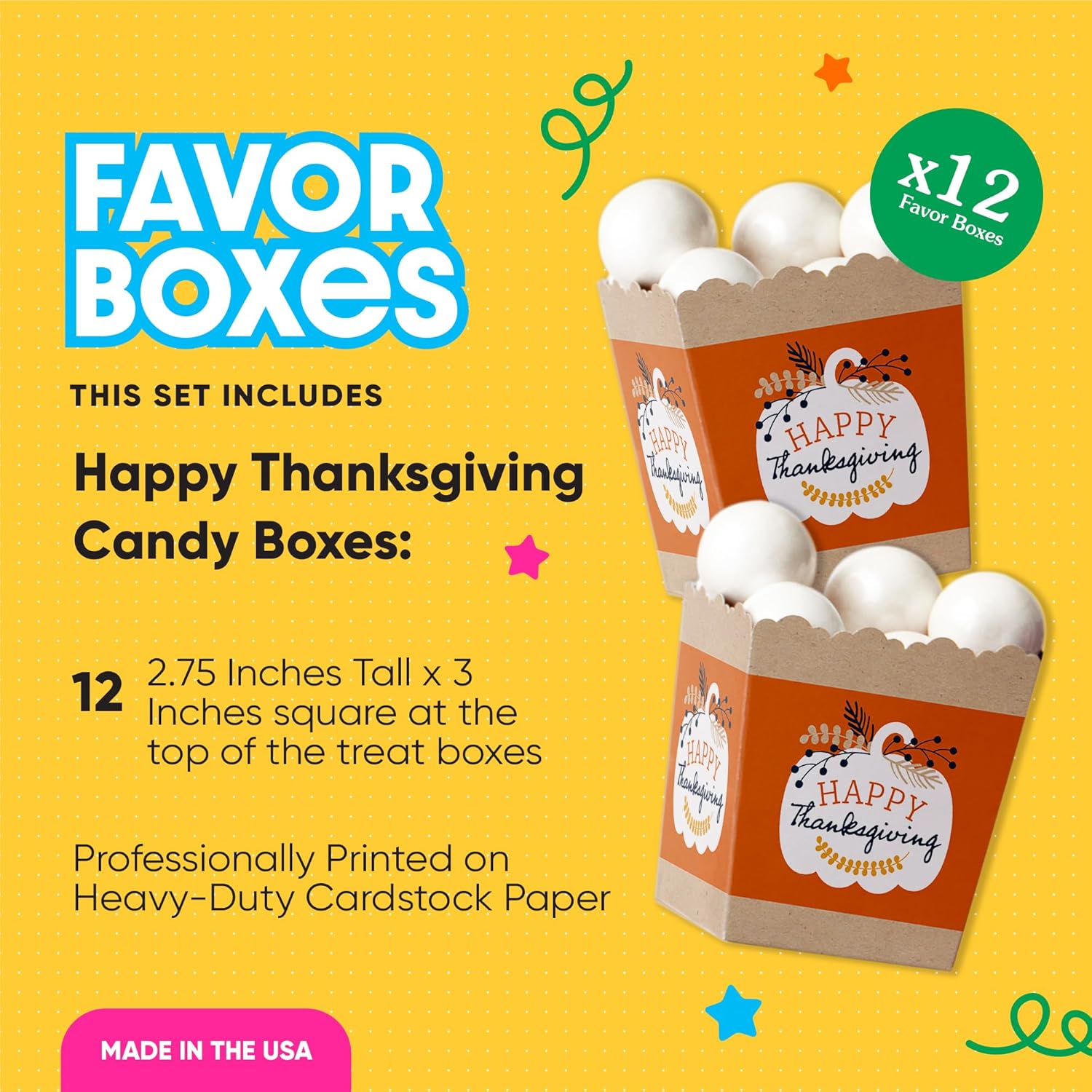 Big Dot of Happiness Happy Thanksgiving Party Favor Boxes Set of 12