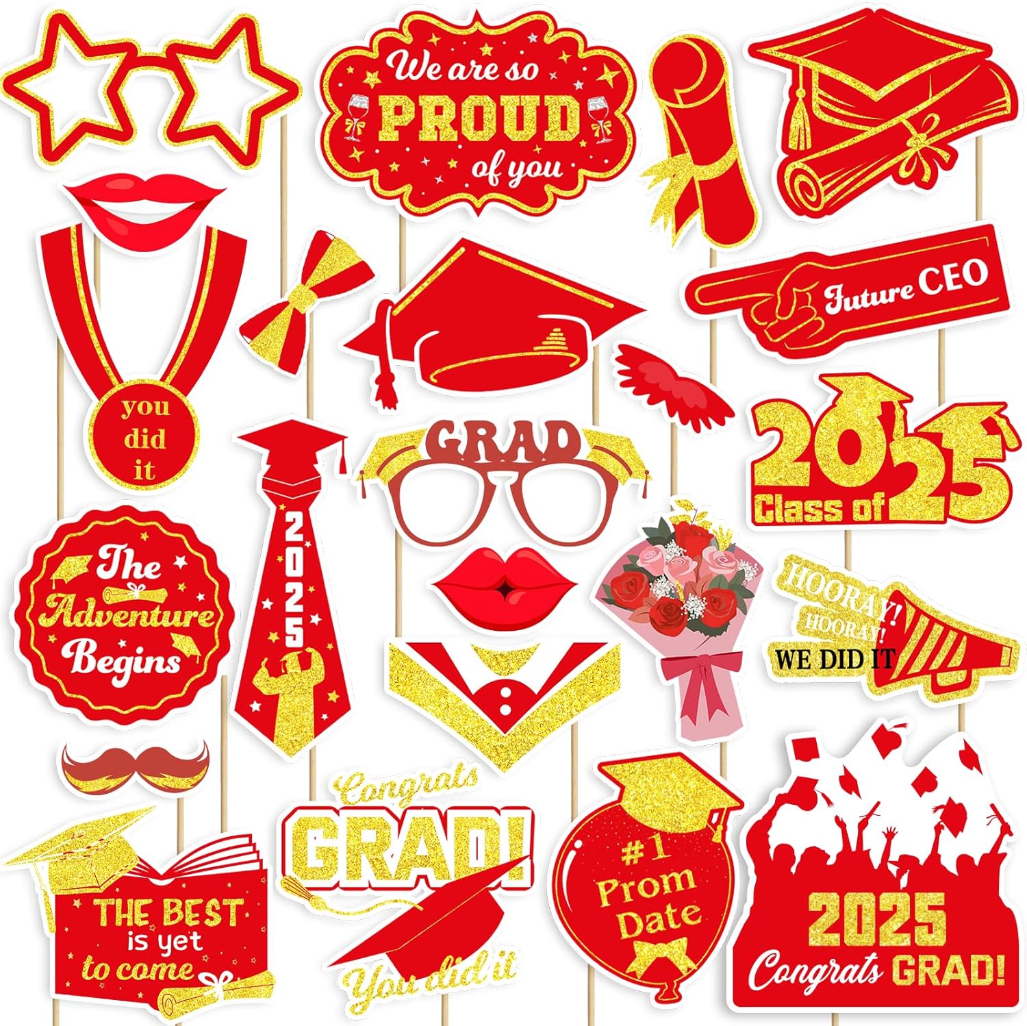 Class of 2025 Graduation Photo Booth Props Set