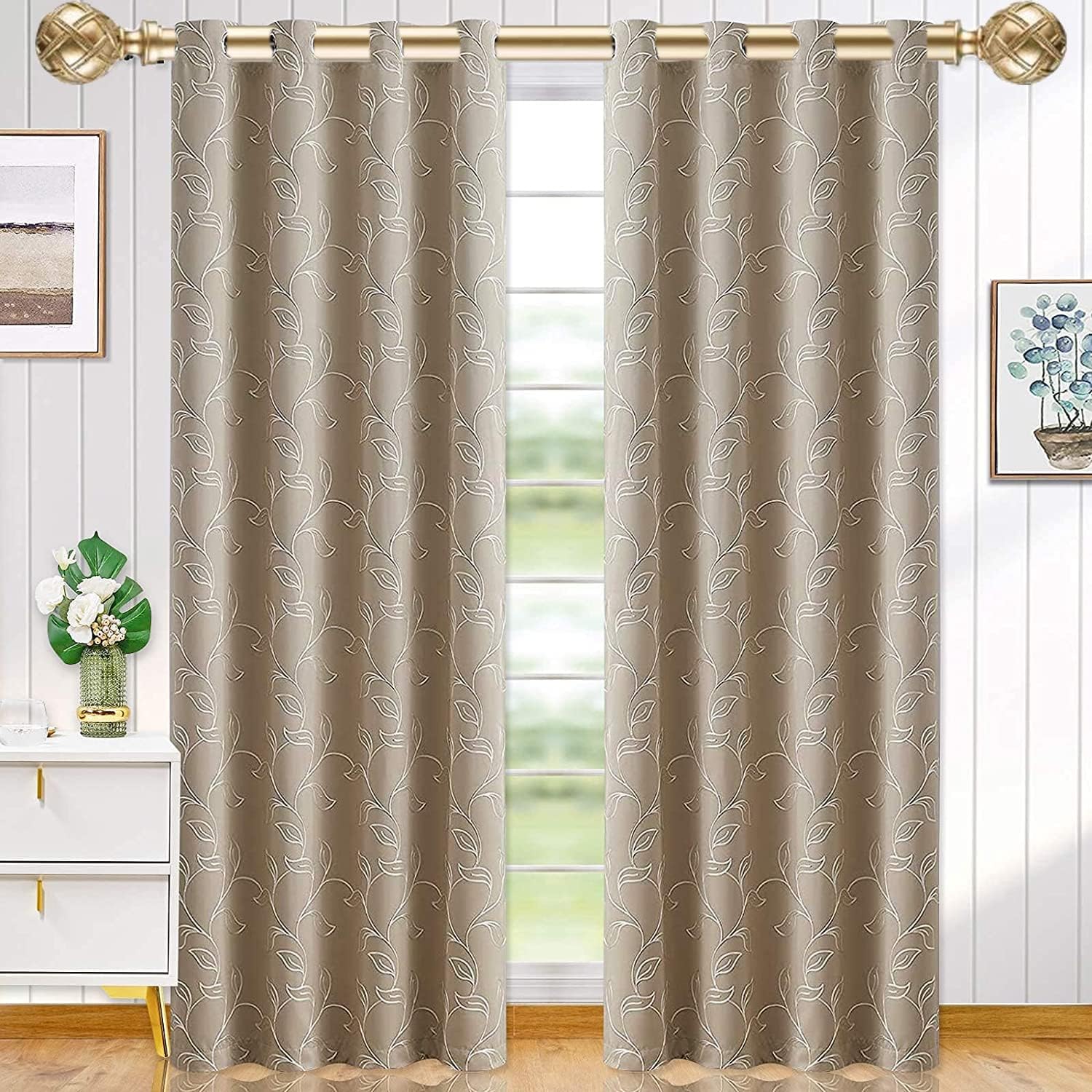 Ycolnaefllr Round Gold Finials for Curtain Rods