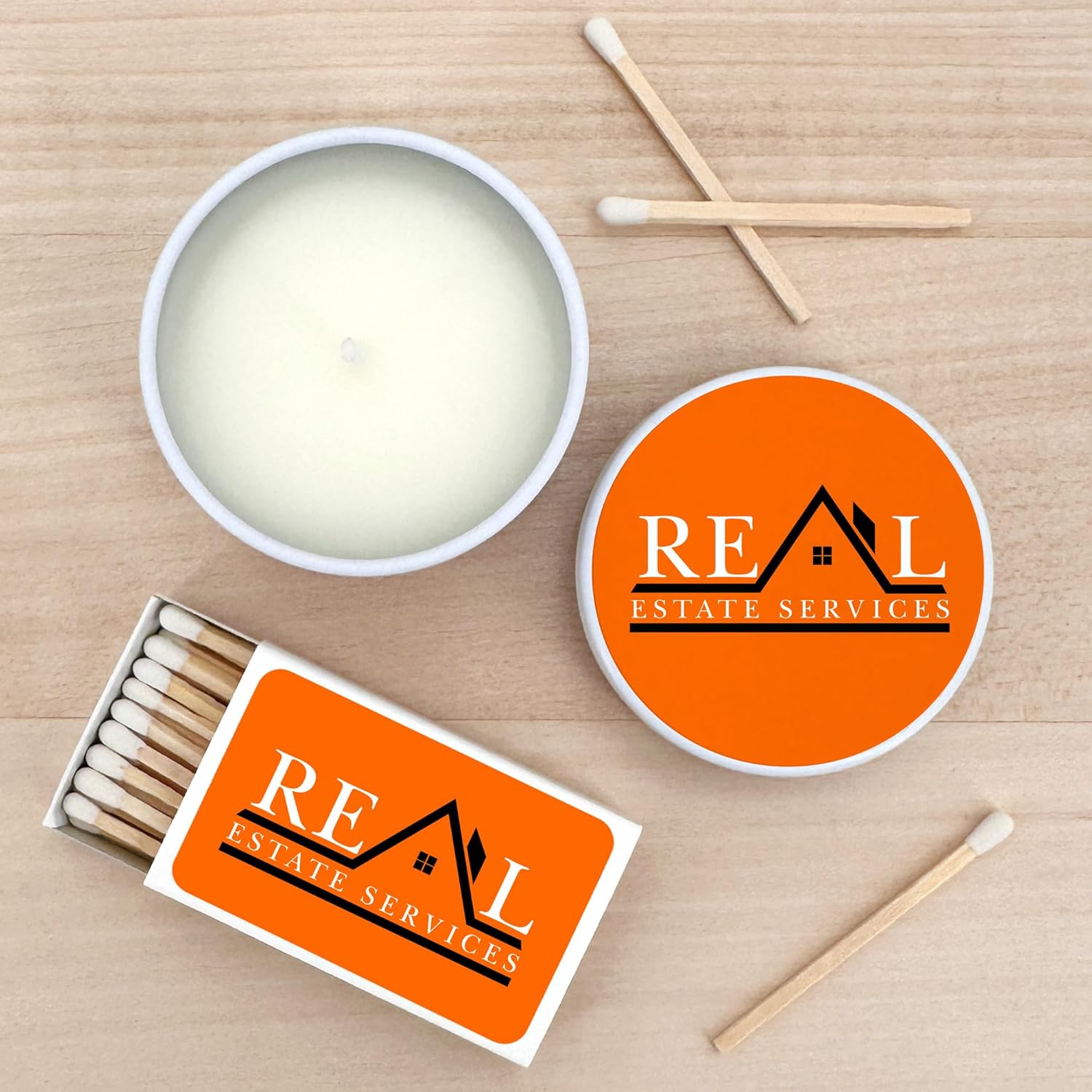 Custom Candles with Logo - 10 Pack - White Tin