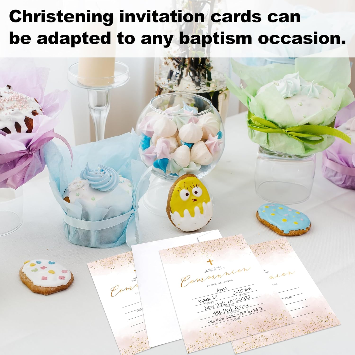 Baptism Invitations Cards with Envelopes Set