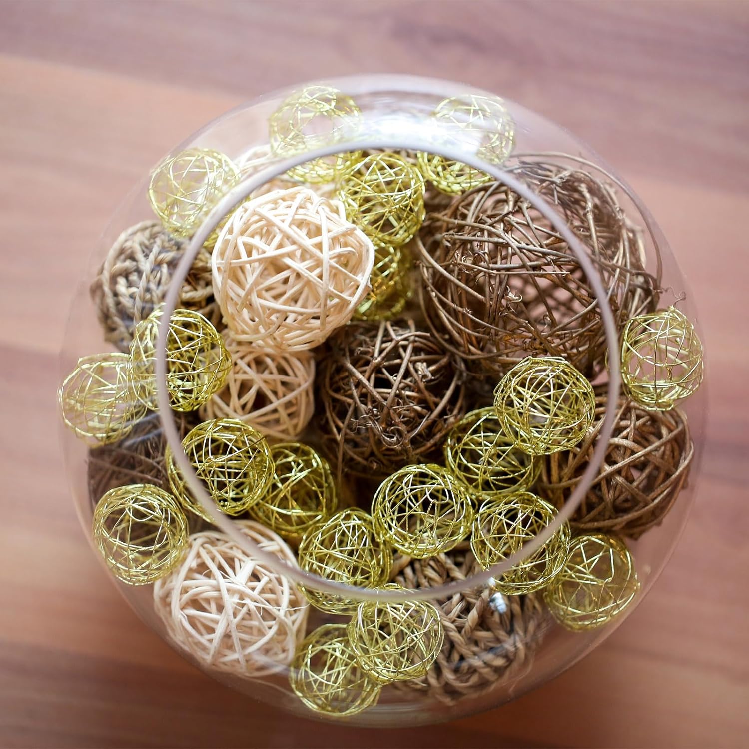 Uxcell 40 Pcs Wicker Rattan Decorative Balls