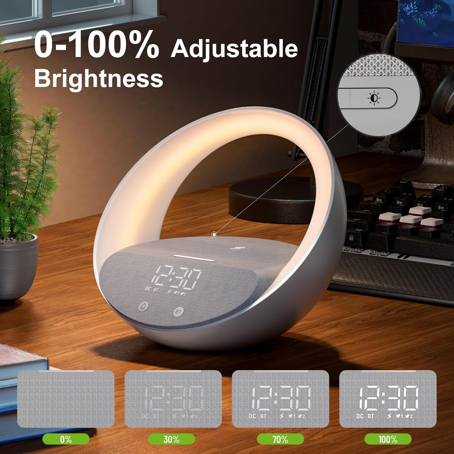 Bluetooth Alarm Clock with Sunrise Simulation and Night Light