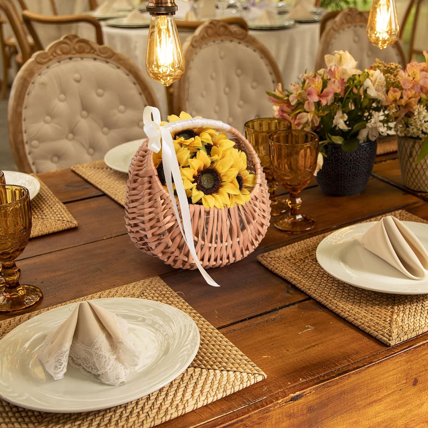 RXMORI 4PCS Flower Girl Baskets with Handles