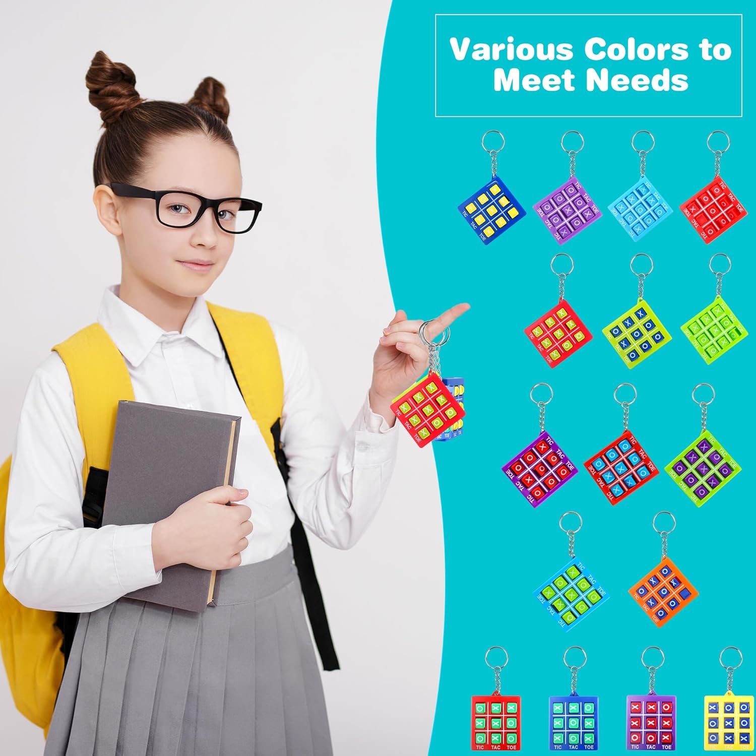 32 Pack Tic Tac Toe Keychain Set for Kids and Adults