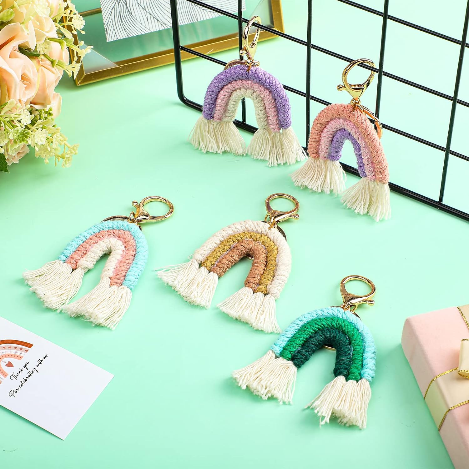 Nosiny Mini Rainbow Macrame Keychains 8 Set