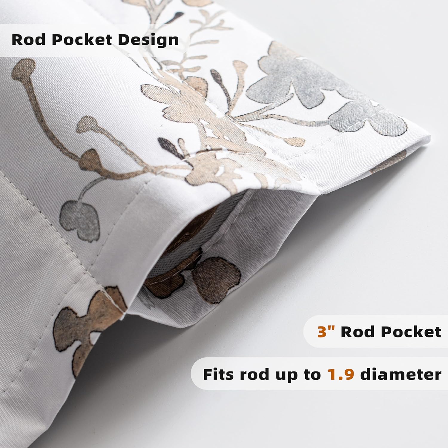 DriftAway Watercolor Floral Valance 52x18 Inch Beige