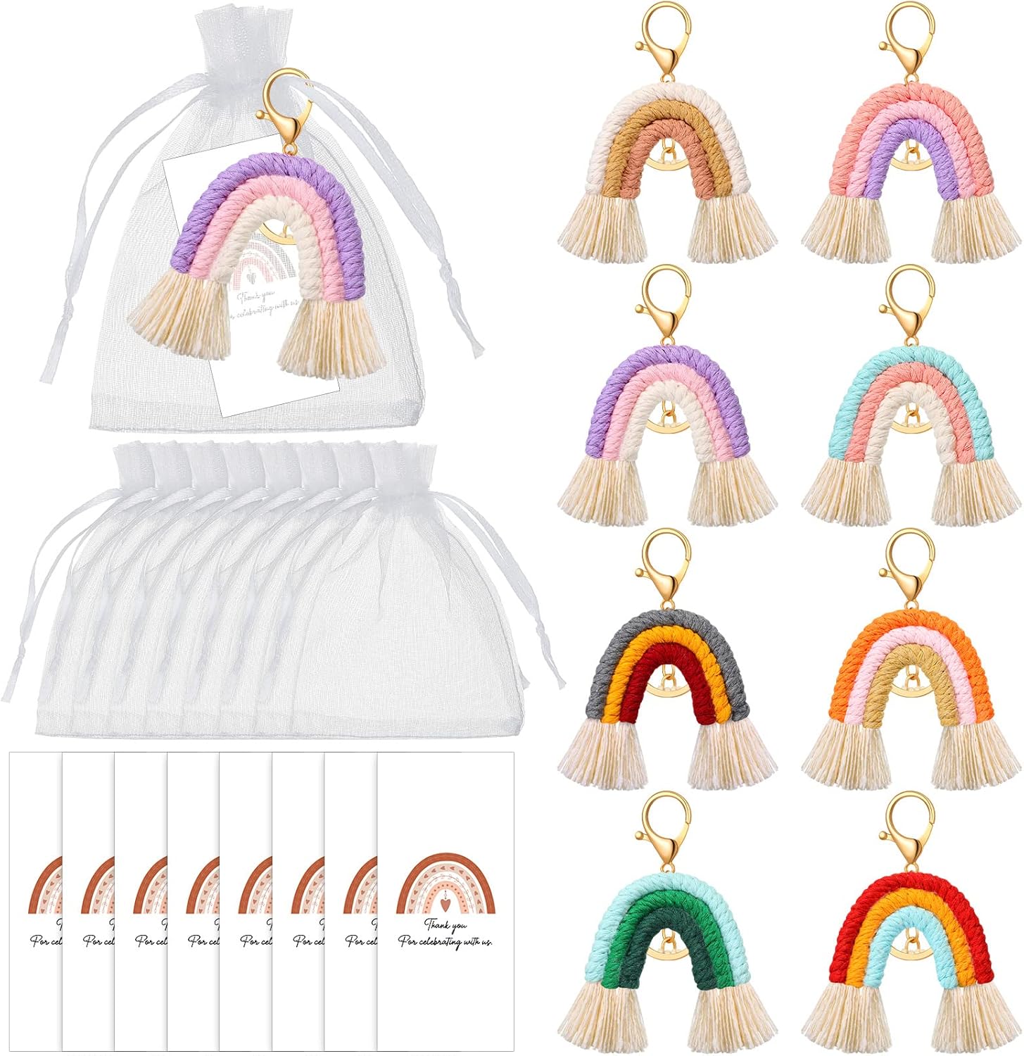 Nosiny Mini Rainbow Macrame Keychains 8 Set