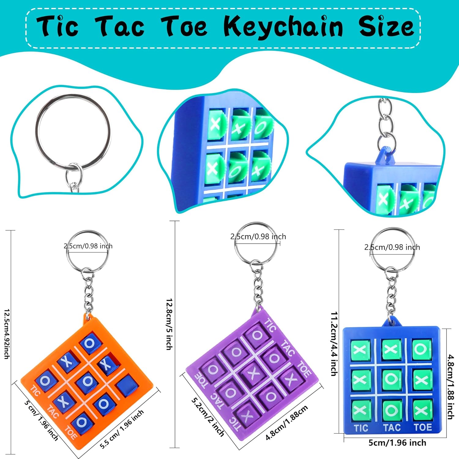 32 Pack Tic Tac Toe Keychain Set for Kids and Adults