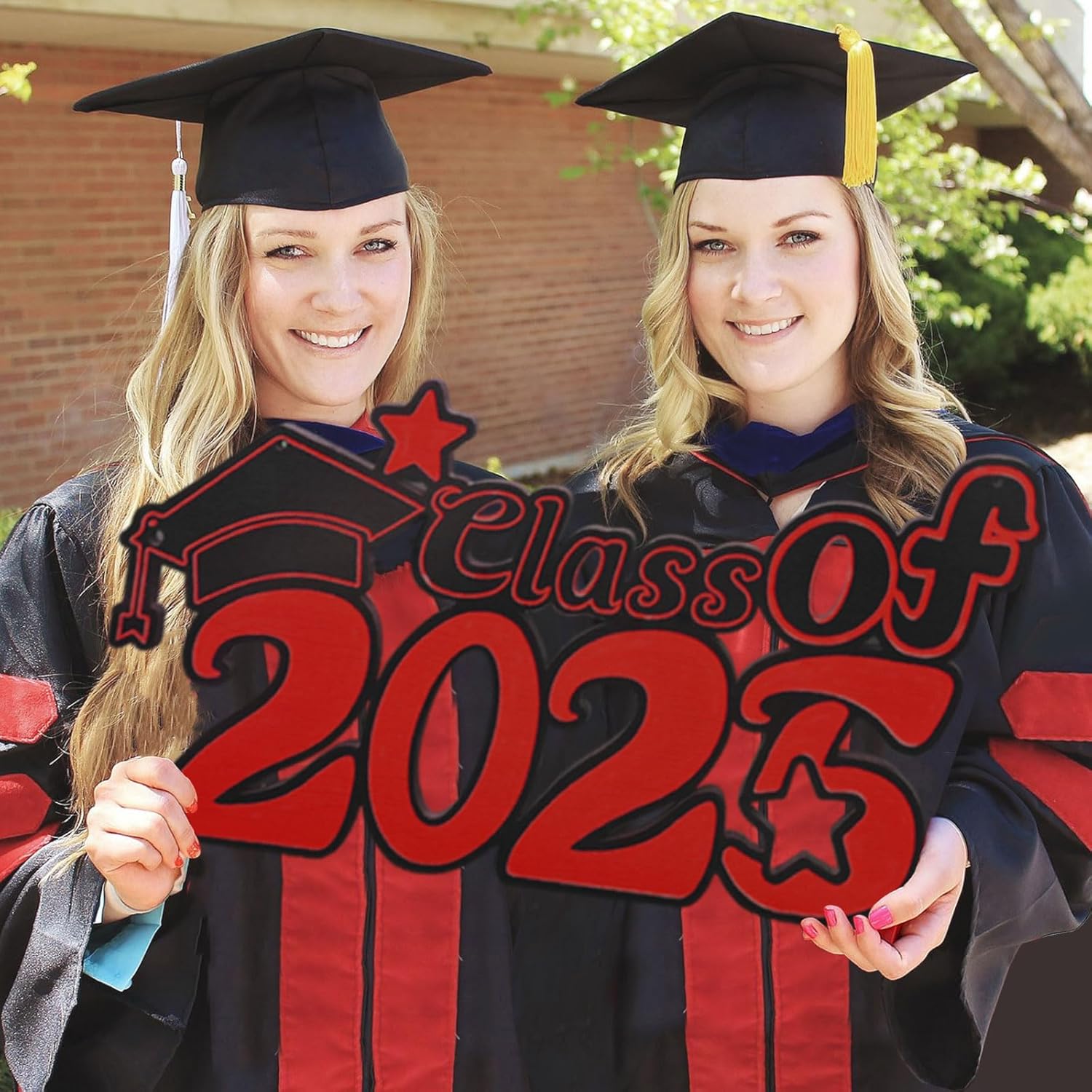 Class of 2025 Wooden Sign with Red Design
