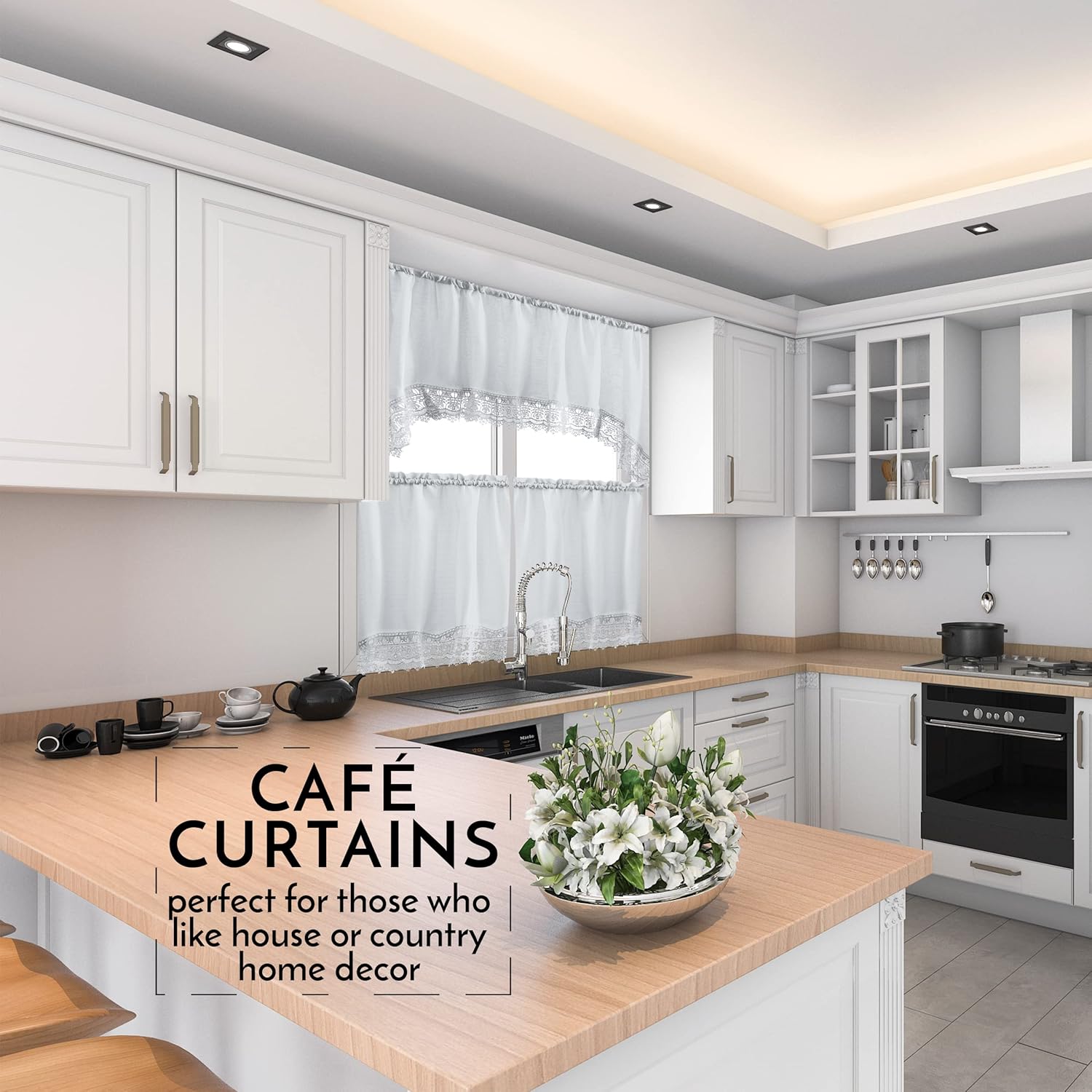 American Linen Caf Curtains 3-Piece Set