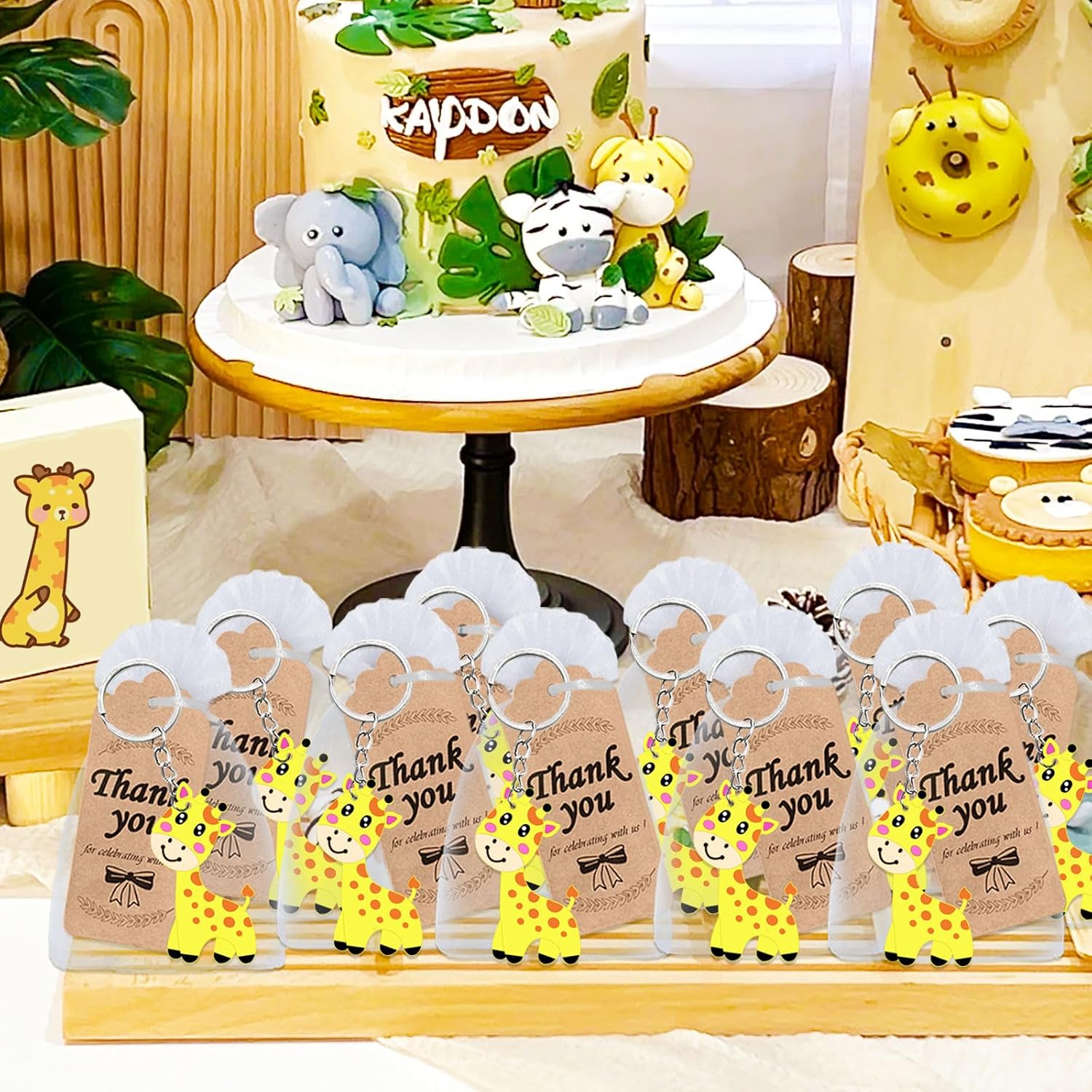 24 Pack Giraffe Keyrings Safari Party Favor