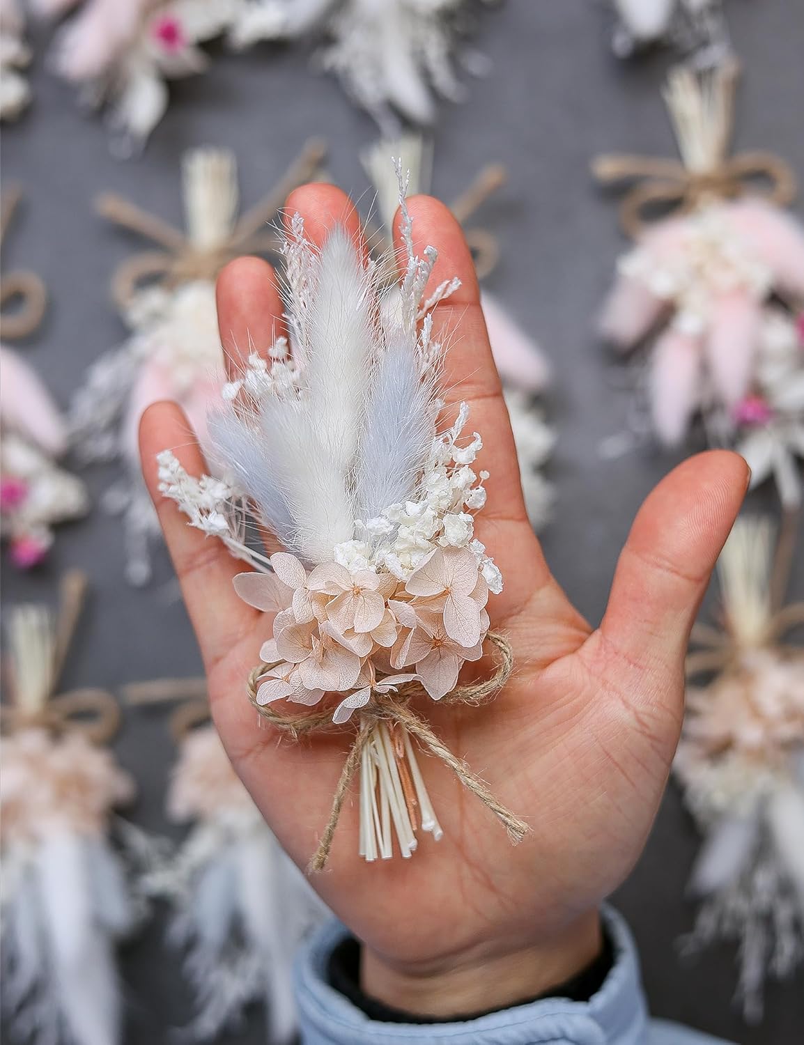 Mini Dried Flower Bouquet Set 12pcs Pink