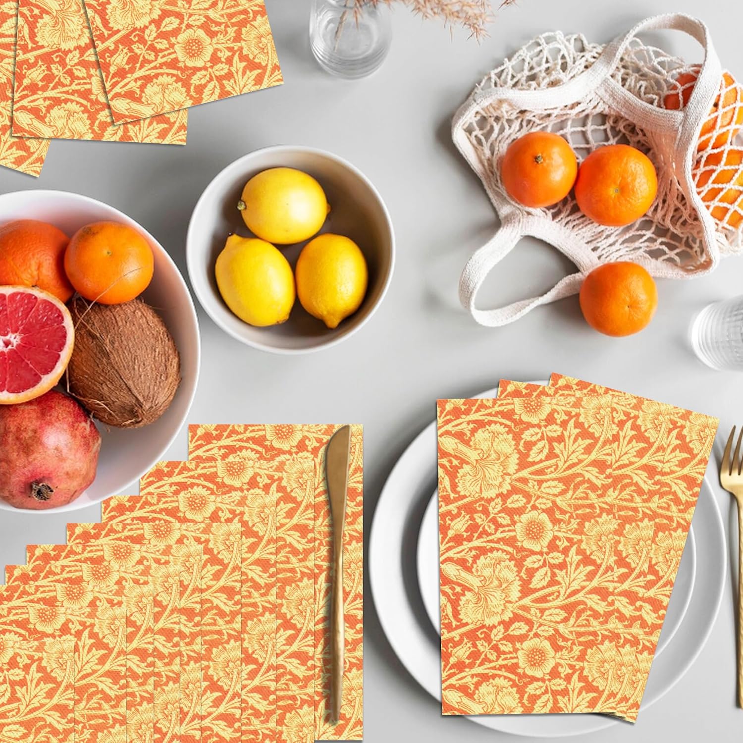 Vintage Floral Paper Napkins Set 80PCS