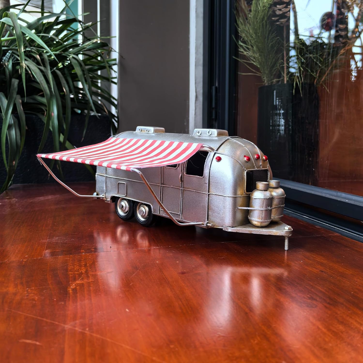 Rusty Retro Camper Model with Fabric Canopy
