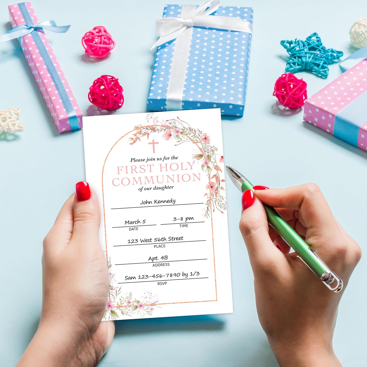 Baptism Invitation Set with 25 Cards and Envelopes