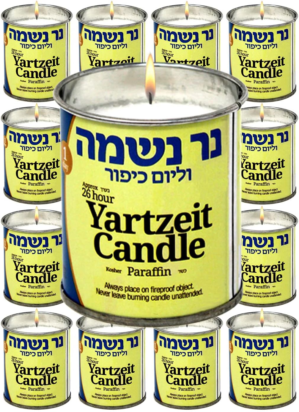 One Day Yahrzeit Candles 12 Pack Jar Candles