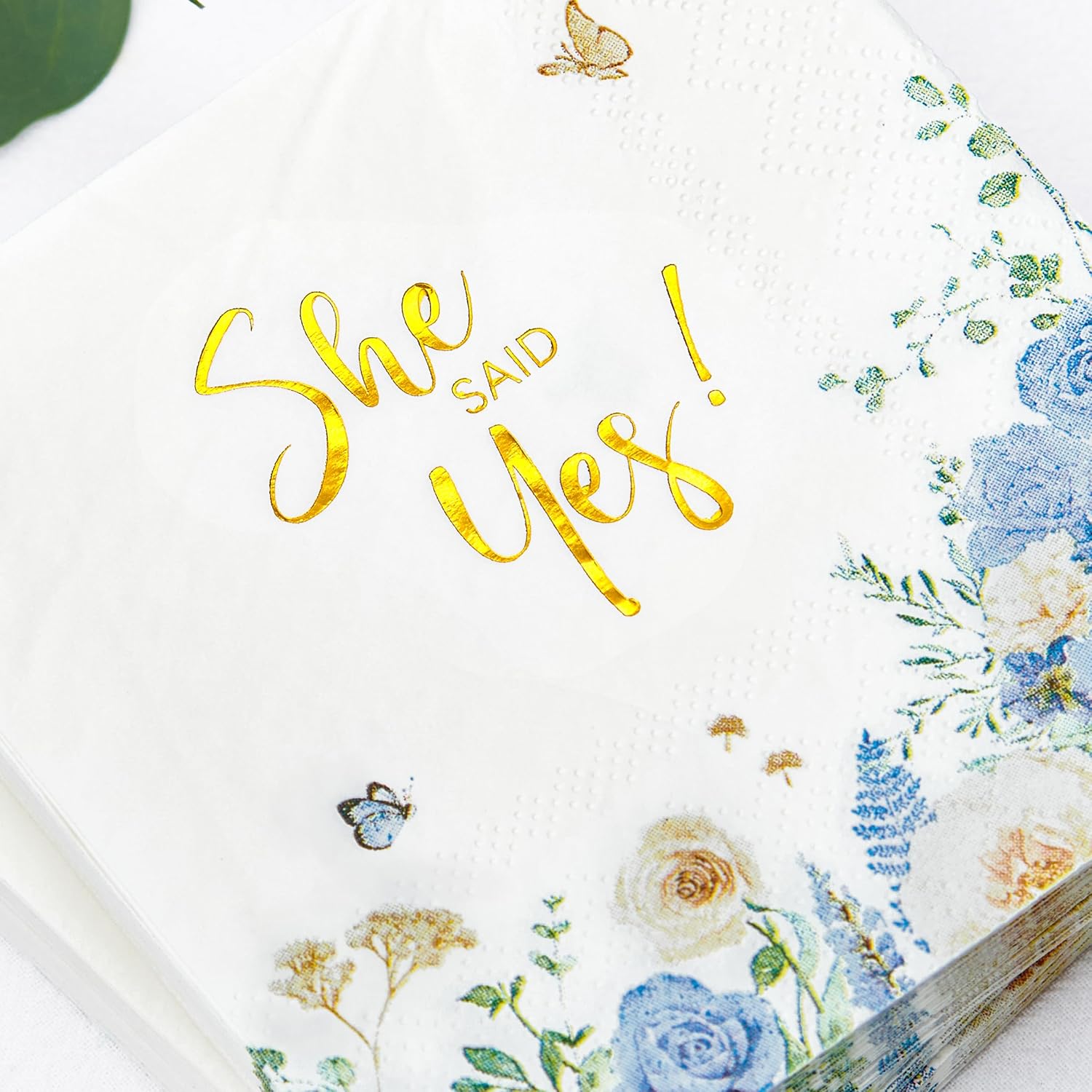Crisky 50 Pcs Gold Foil Bridal Shower Napkins