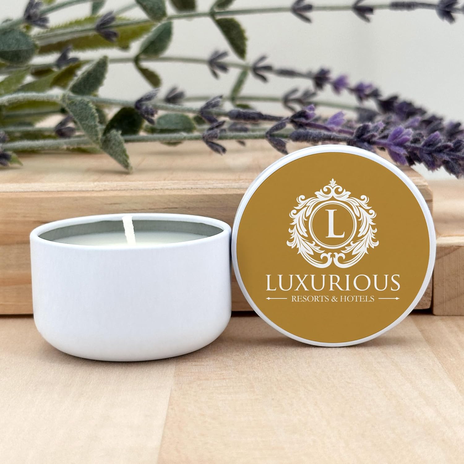 Custom Candles with Logo - 10 Pack - White Tin