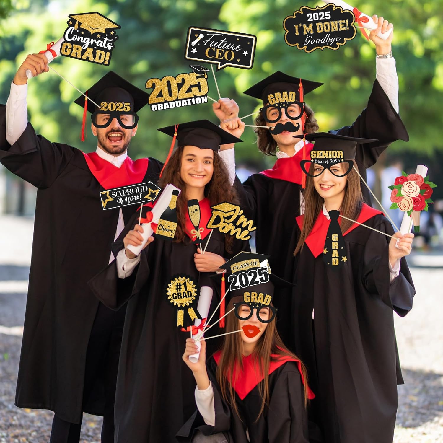 2025 Graduation Photo Booth Props Set - 35 Pcs