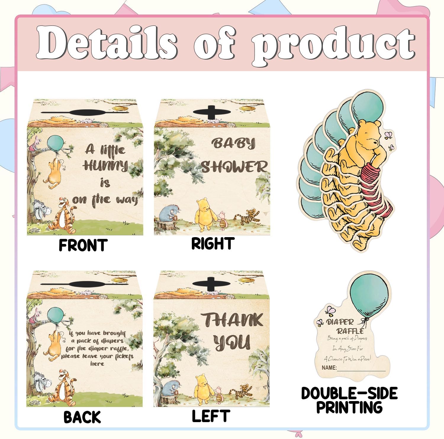 Winnie the Pooh Baby Shower Decorations 50 Pcs