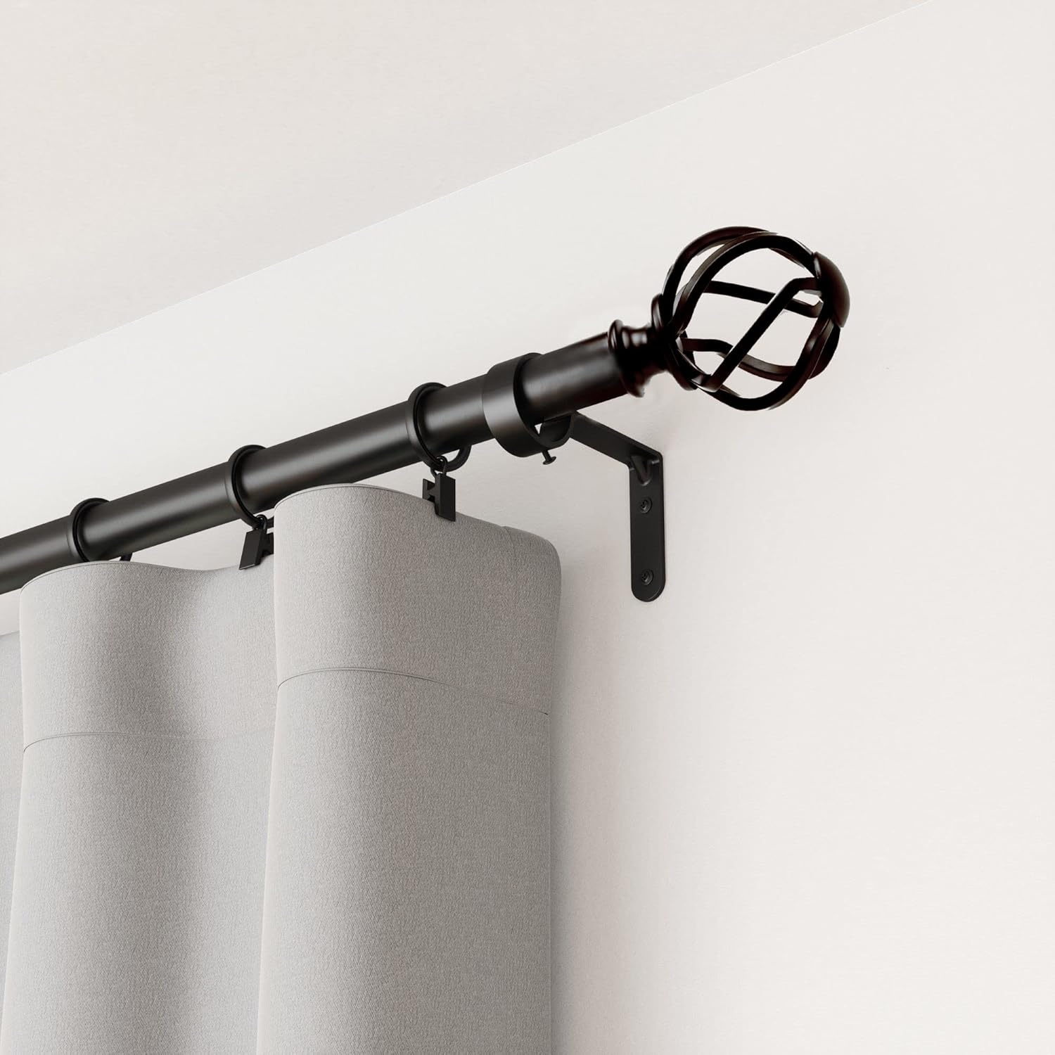 VOREFF Twisted Cage Curtain Rod Finials Set of 2 Coffee Brown