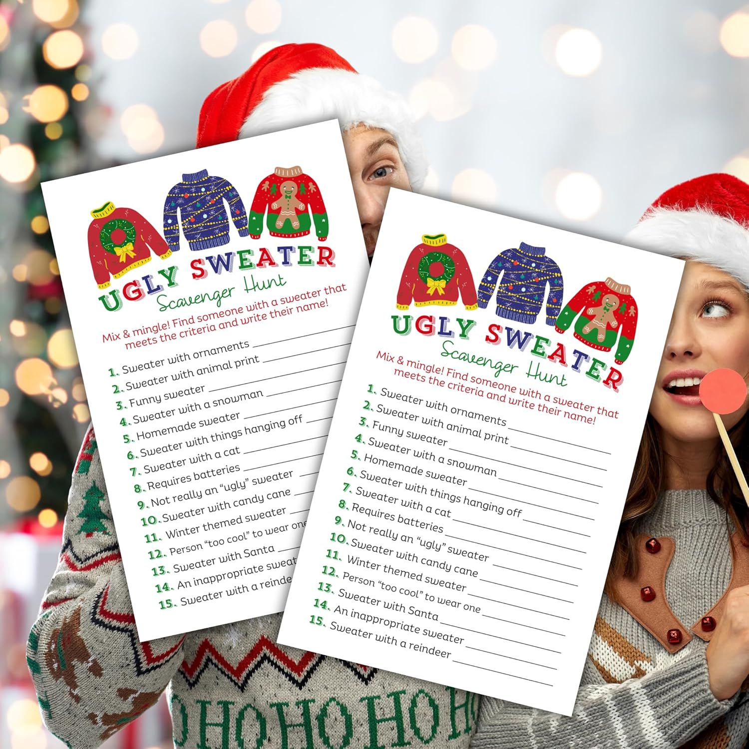 Lashicorn Christmas Scavenger Hunt Game Cards 30 Pack