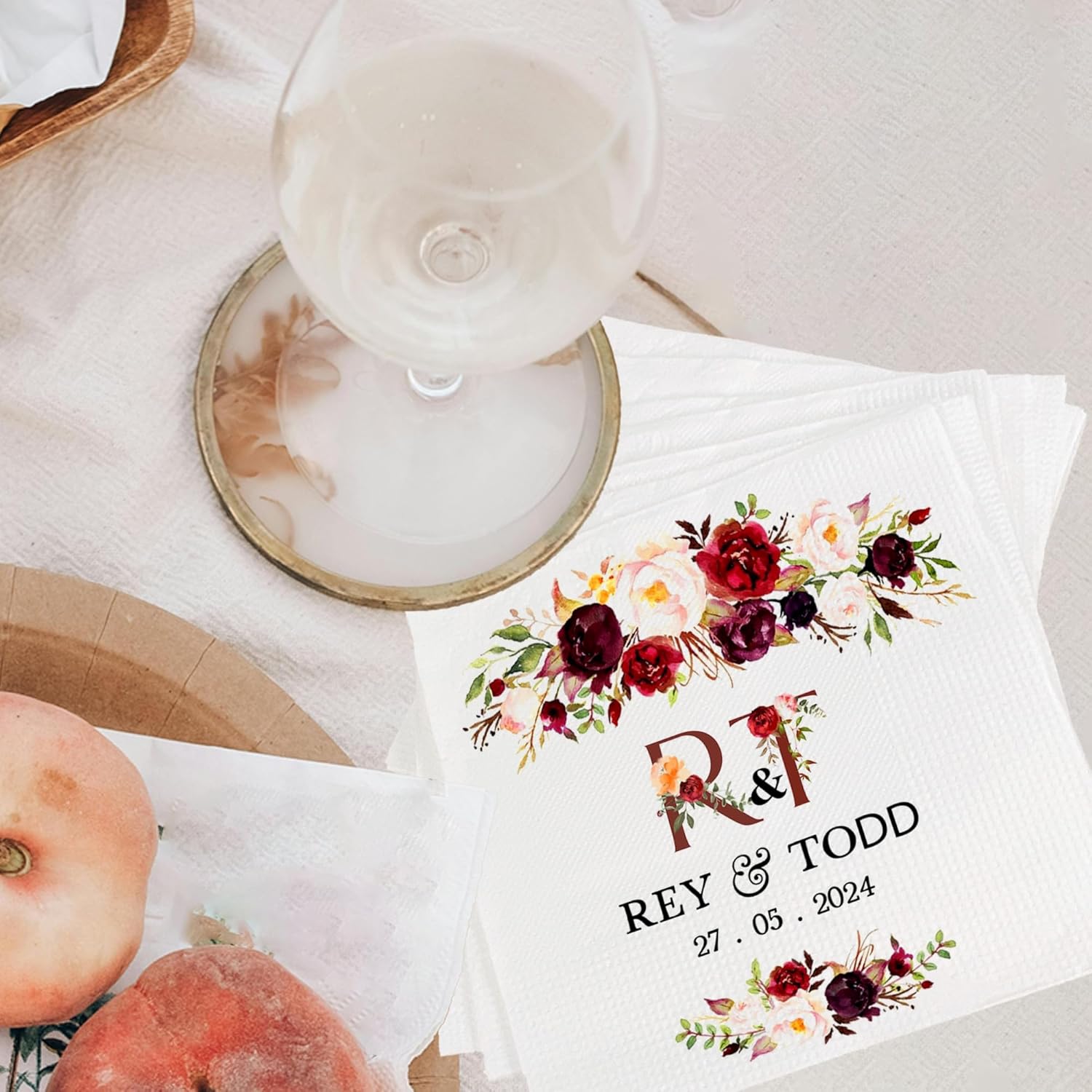 Luxury Personalized Napkins For Party Custom Printed Wedding Napkins