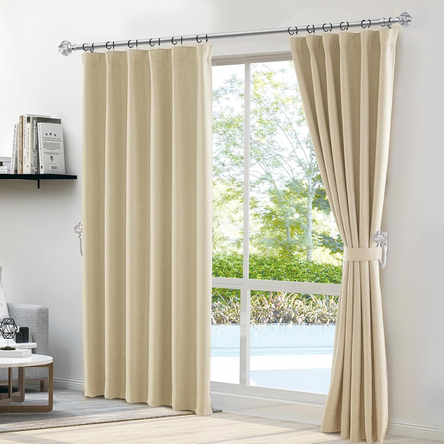 2 Pack Silver Curtain Holdbacks with Crystal Finials