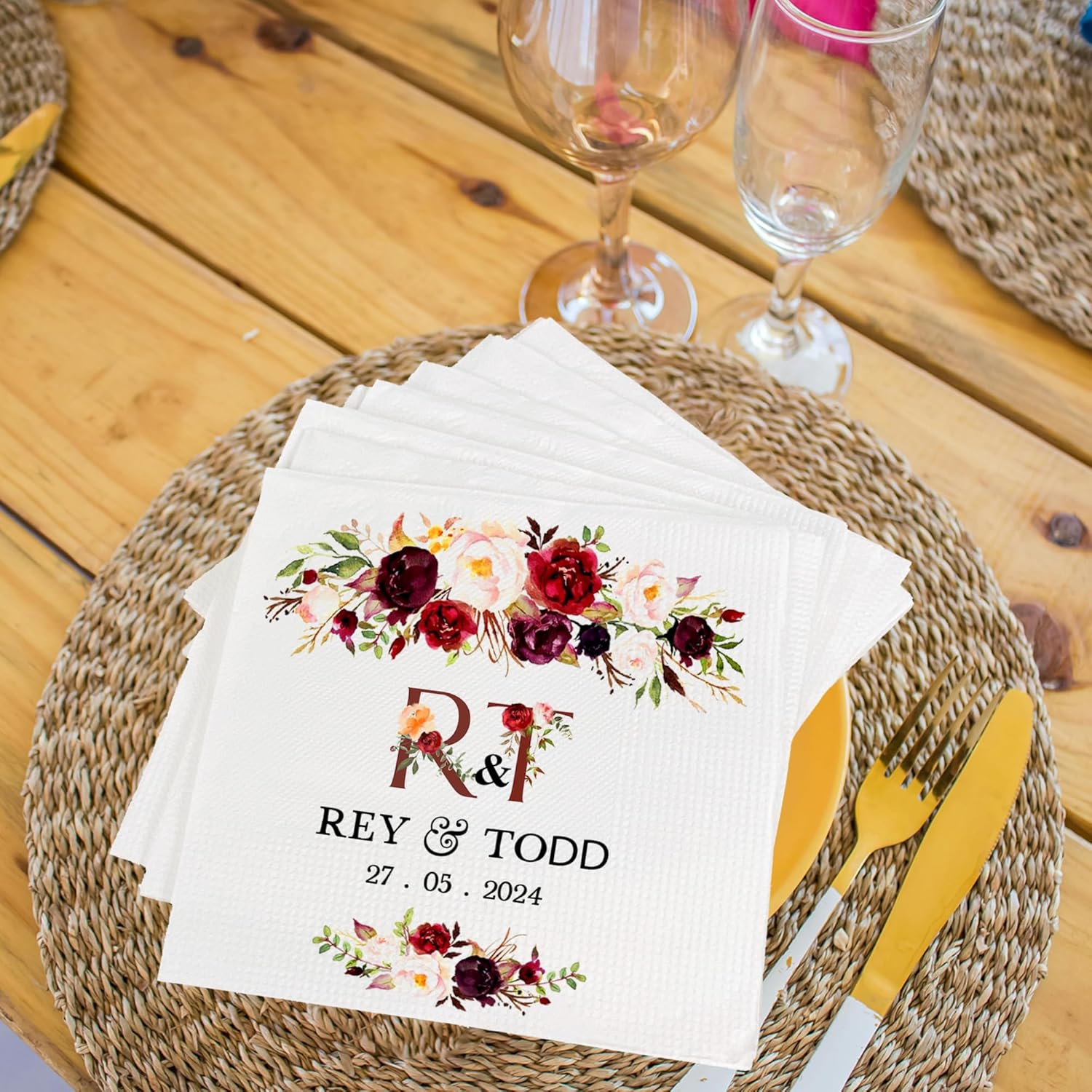Luxury Personalized Napkins For Party Custom Printed Wedding Napkins