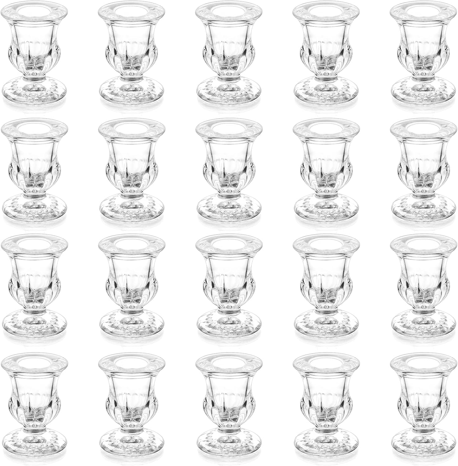 20 Pcs Clear Glass Candlestick Holders for Wedding and Party