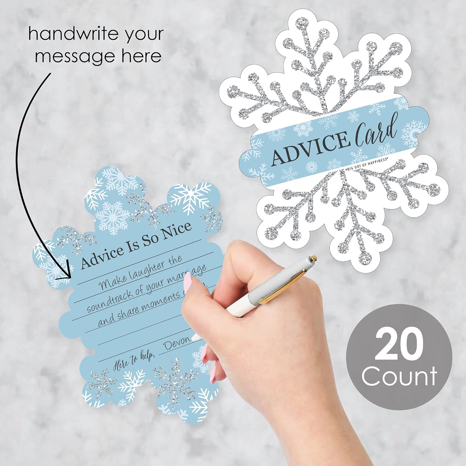 Winter Wonderland Snowflake Advice Cards Set of 20