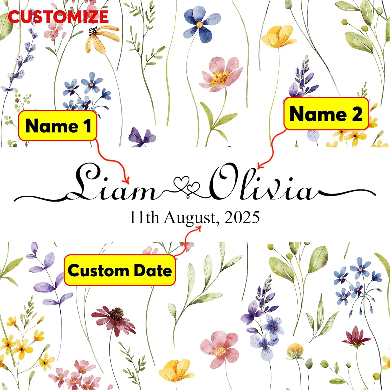Personalized Wedding Napkins with Name and Date