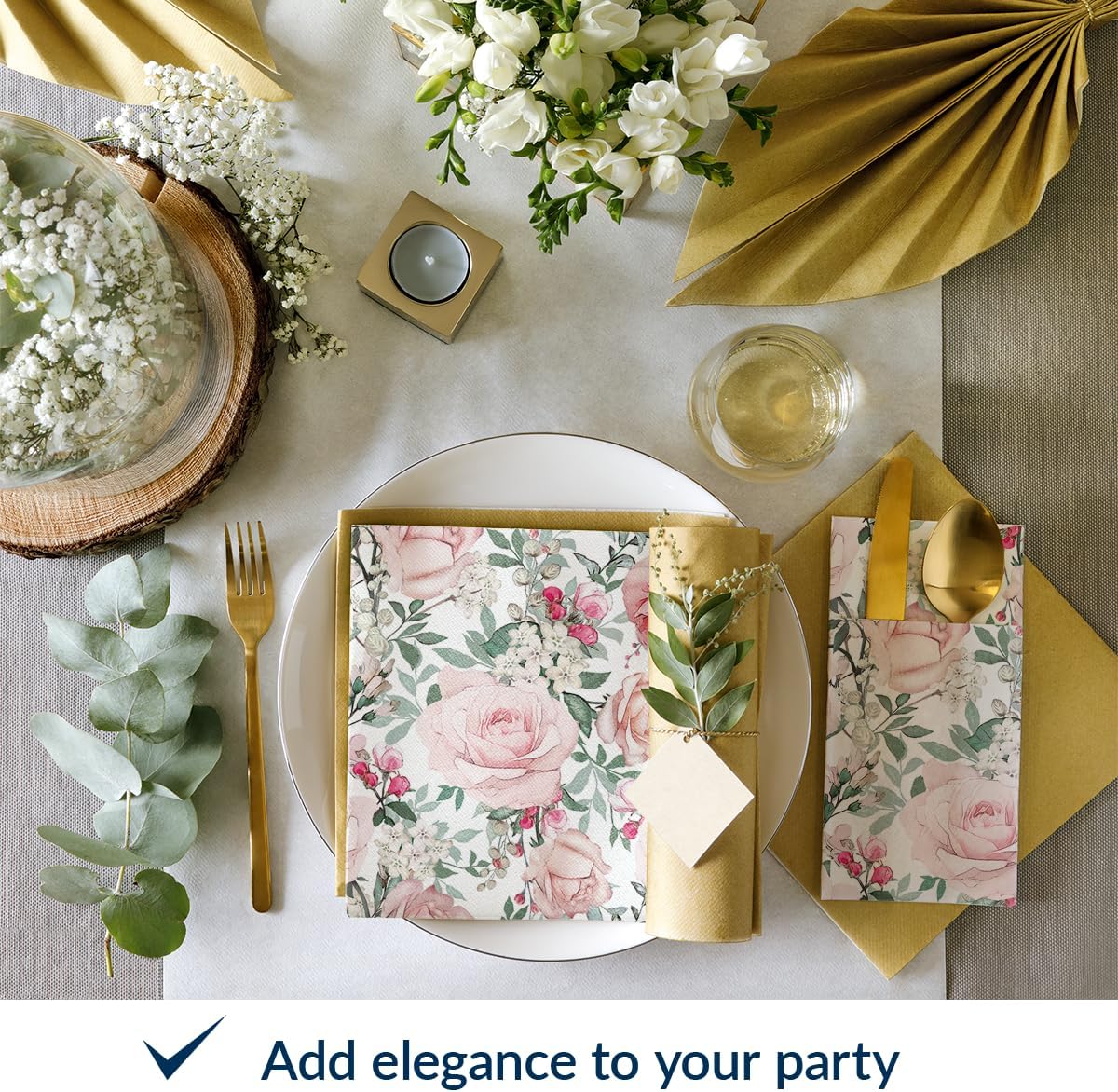 PAW Decor Linen Feel Napkins with Flatware Pocket 50 Count