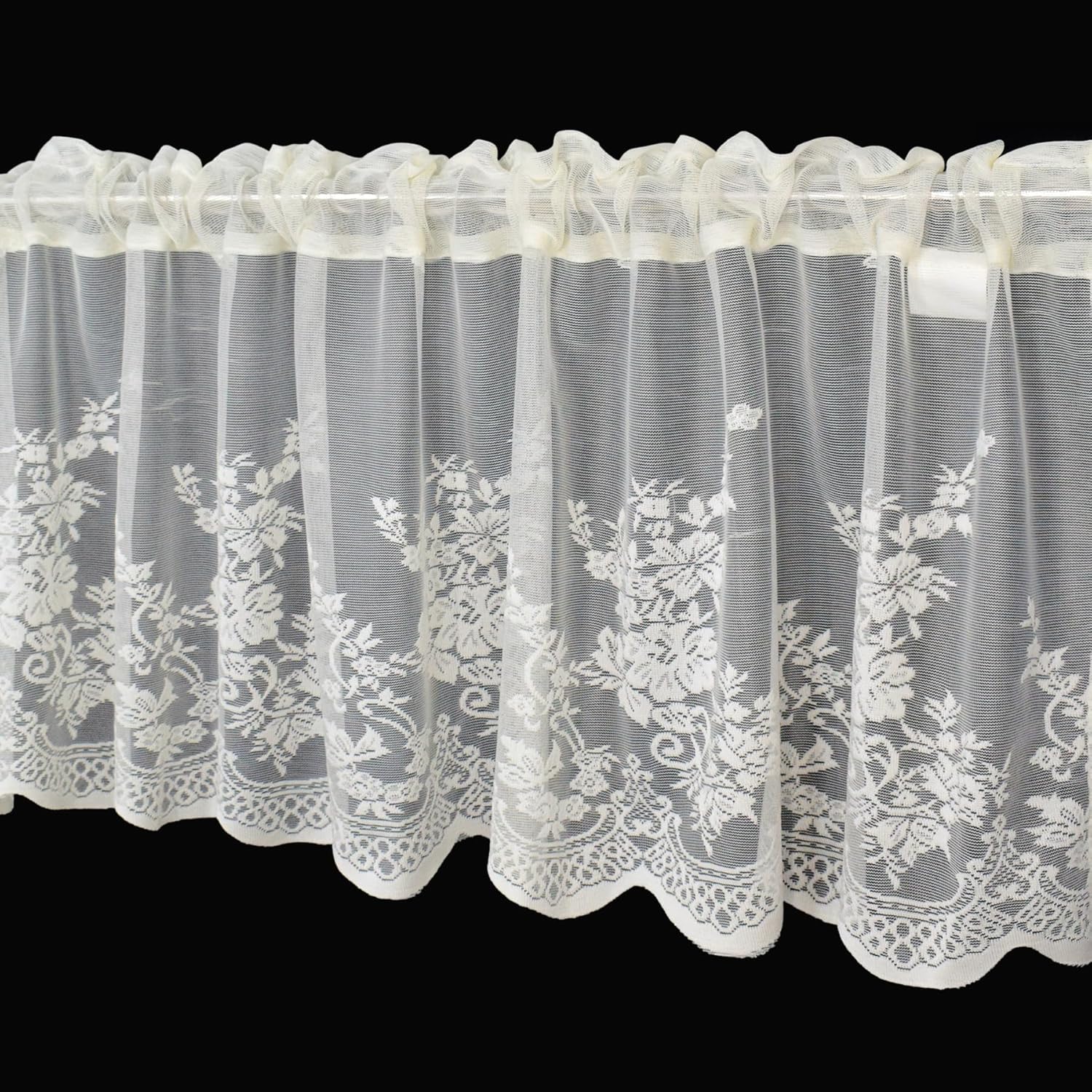 Molaxhome Floral Embroidered Valance 51x16in Beige
