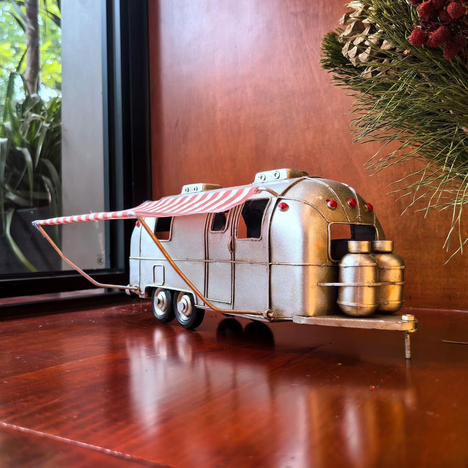 Rusty Retro Camper Model with Fabric Canopy