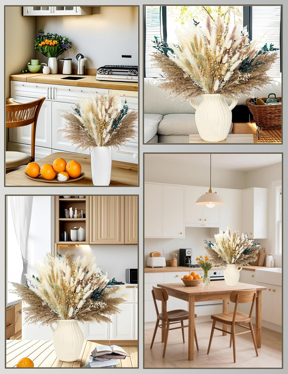 Dried Pampas Grass Decorations 117 Pieces Bouquet Set