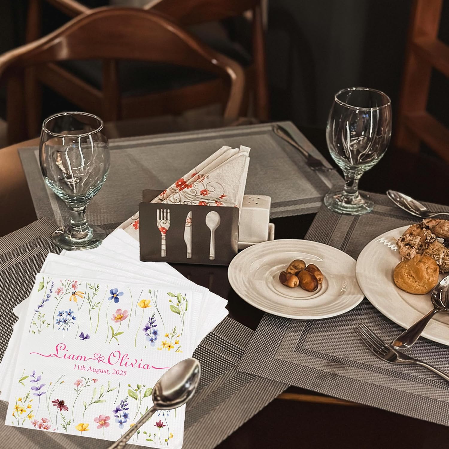 Personalized Wedding Napkins with Name and Date