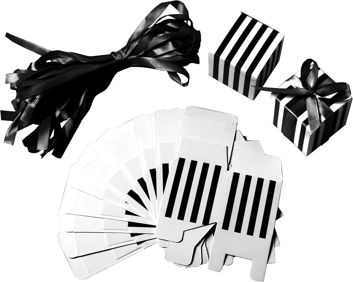 Small Cube Candy Boxes Bulk Black and White Striped Party Favors