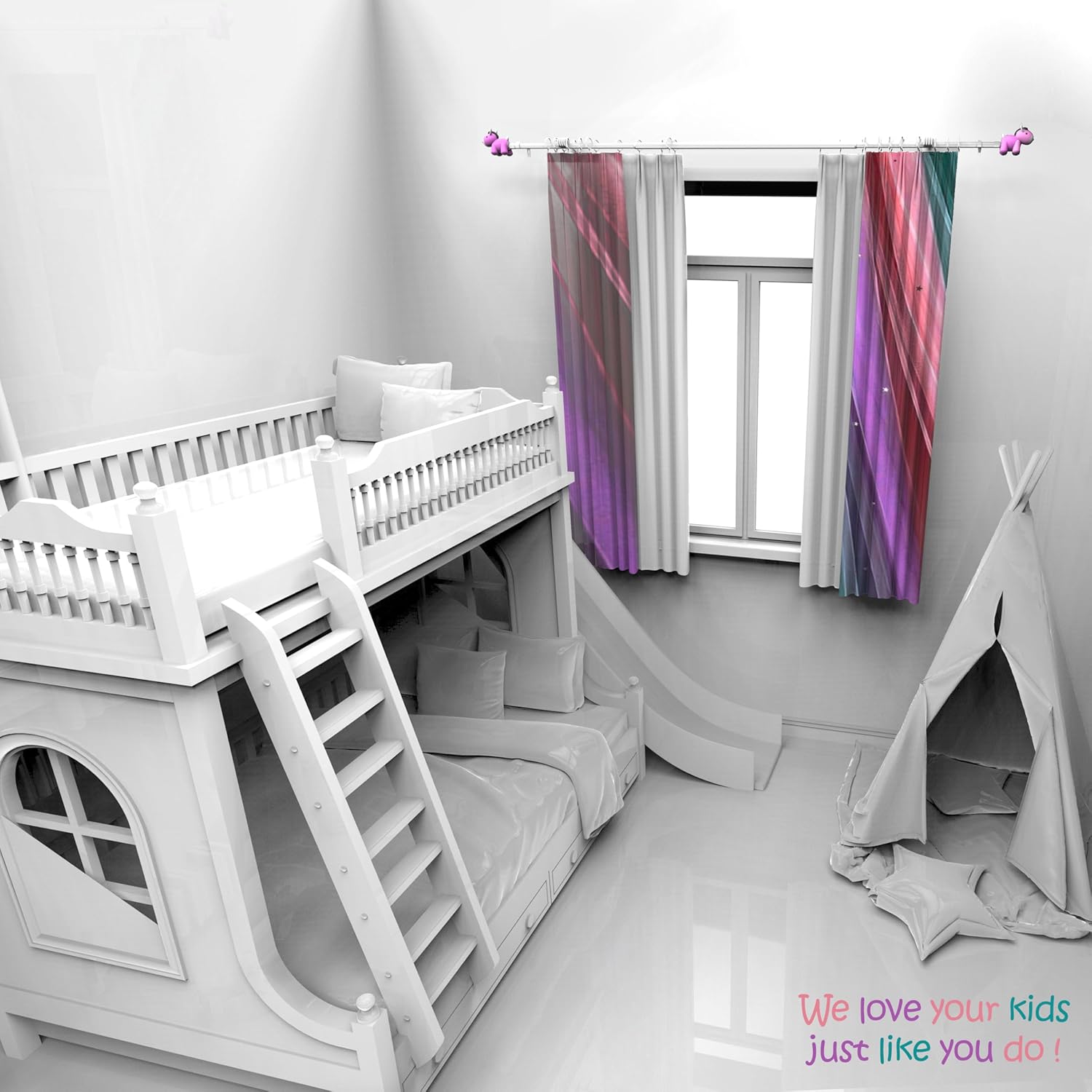 Cute Horse Curtain Rod Finials for Kids Bedroom