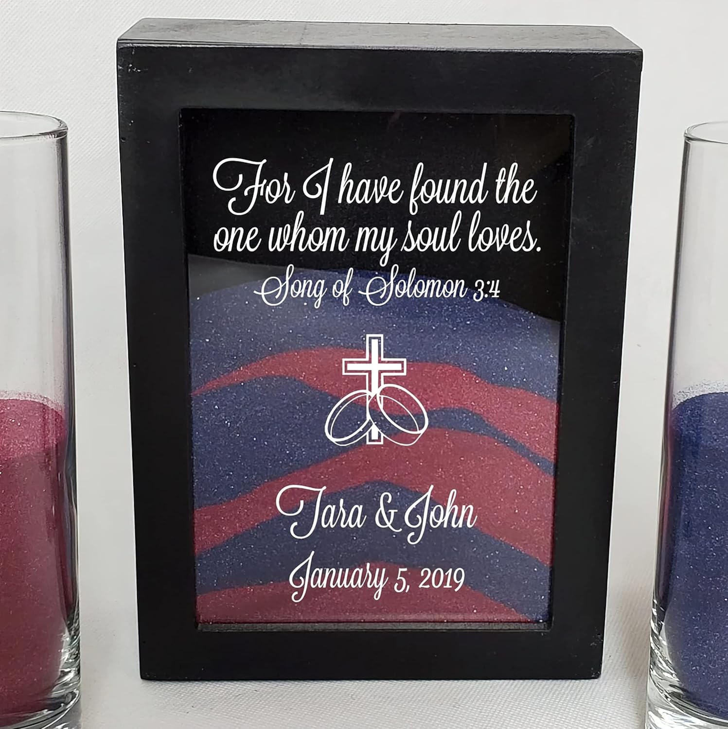 Personalized Unity Sand Ceremony Shadow Box Set - Wood Frame Ink Print Wedding Gift