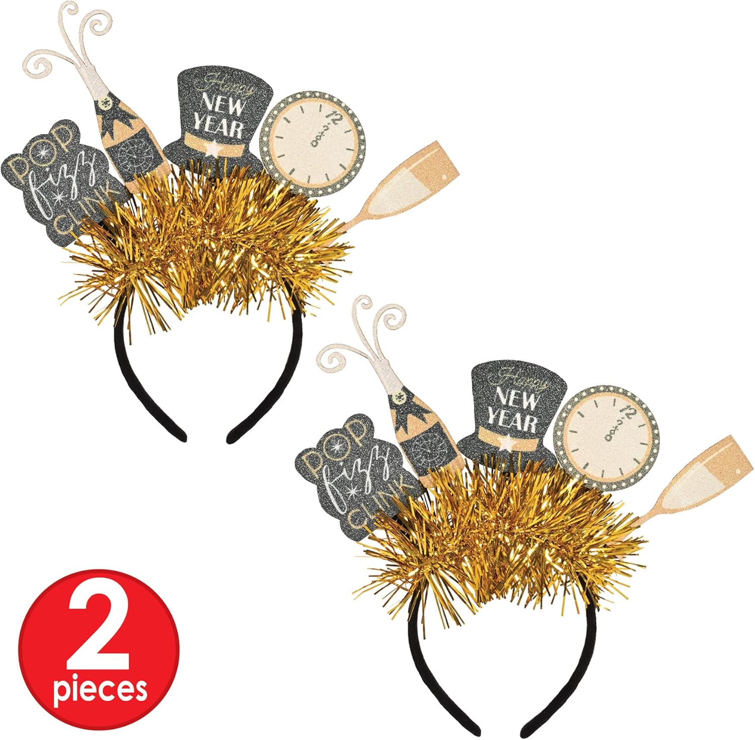 Beistle Happy New Year Headbands with Glitter and Stars