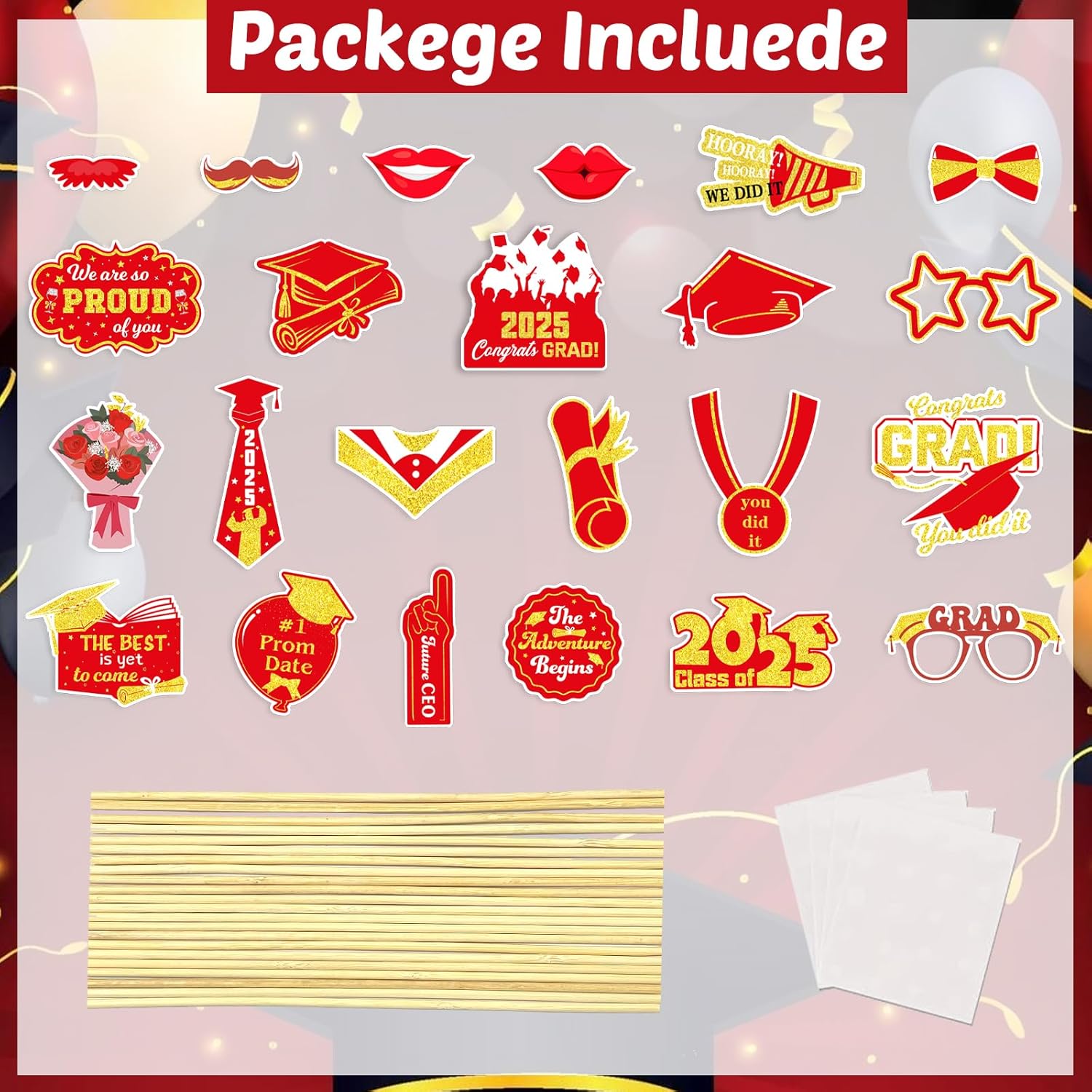 Class of 2025 Graduation Photo Booth Props Set