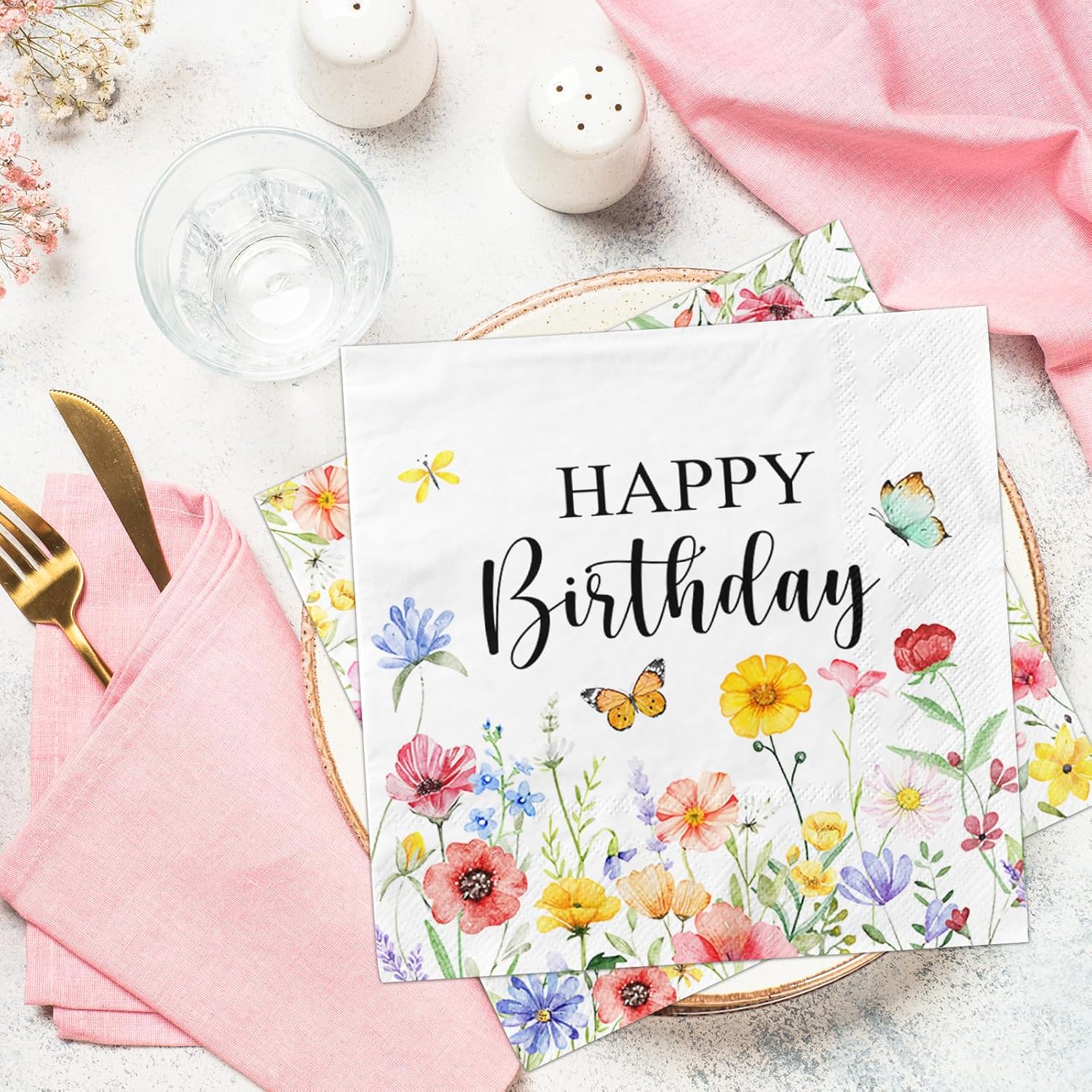 48Pcs Wildflower Napkins for Spring Parties