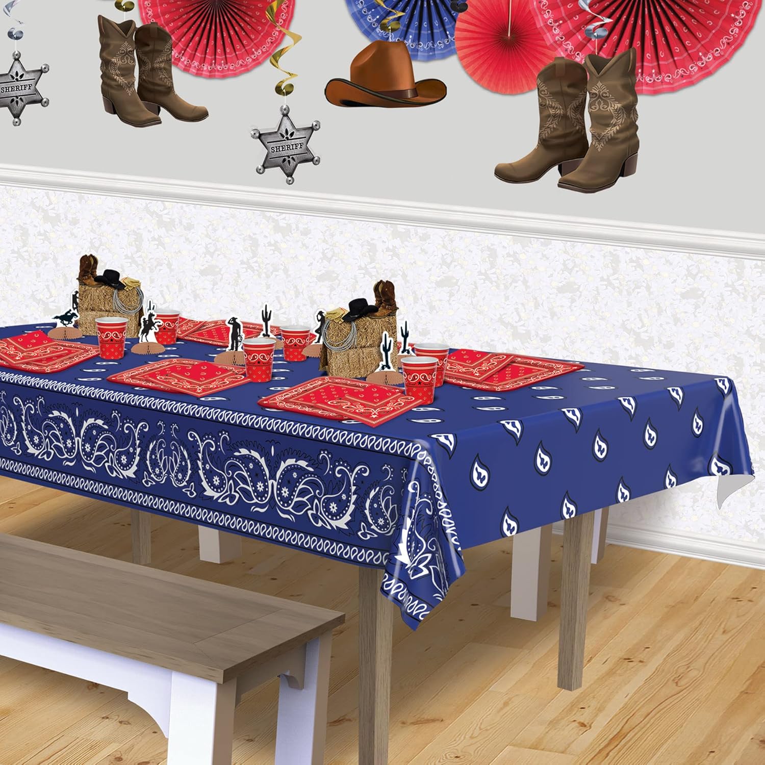 Beistle Blue Bandana Tablecovers 54x108 3 Pack