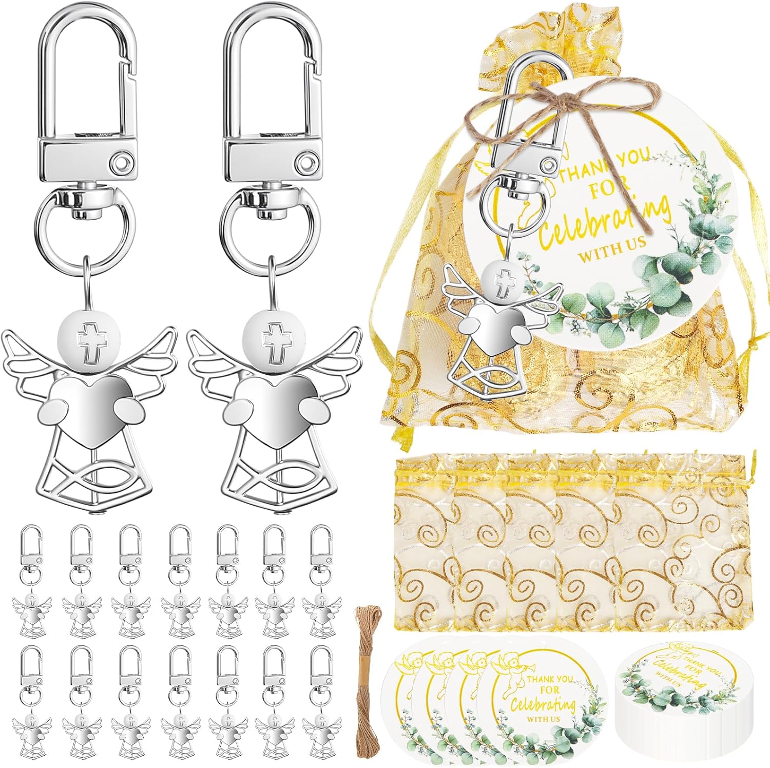 50 Sets Baptism Favors with Angel Keychains