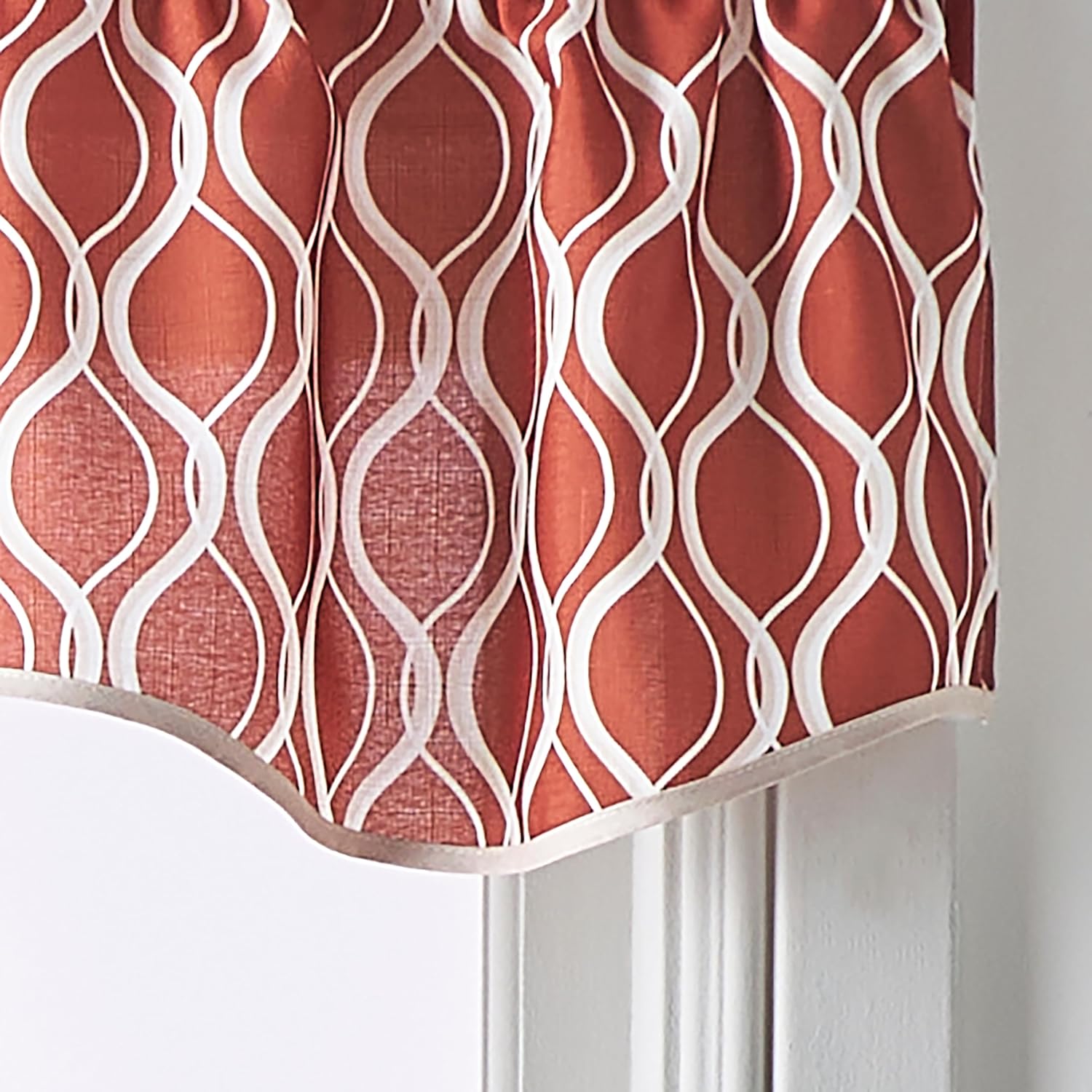 CHF Morocco Ogee Print Scallop Valance 58W x 14L Inch Clay