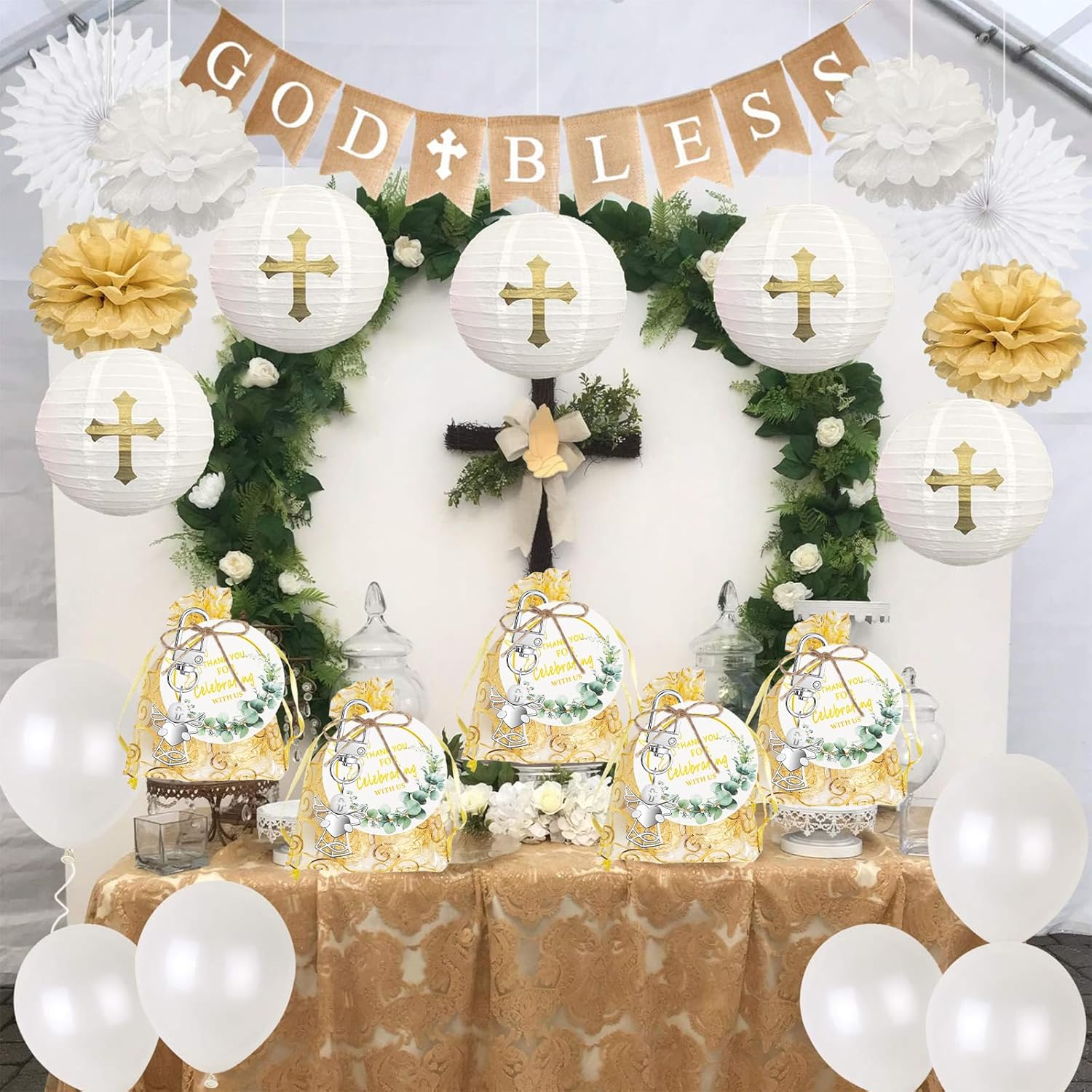 50 Sets Baptism Favors with Angel Keychains