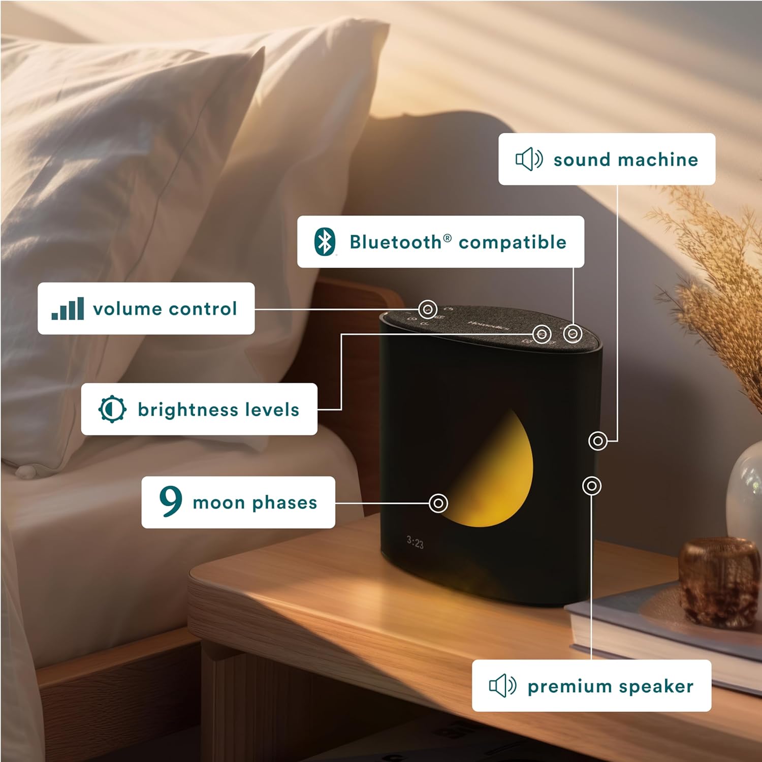 Homedics Sound Sleep Moon Dream Sound Machine and Alarm Clock with Bluetooth